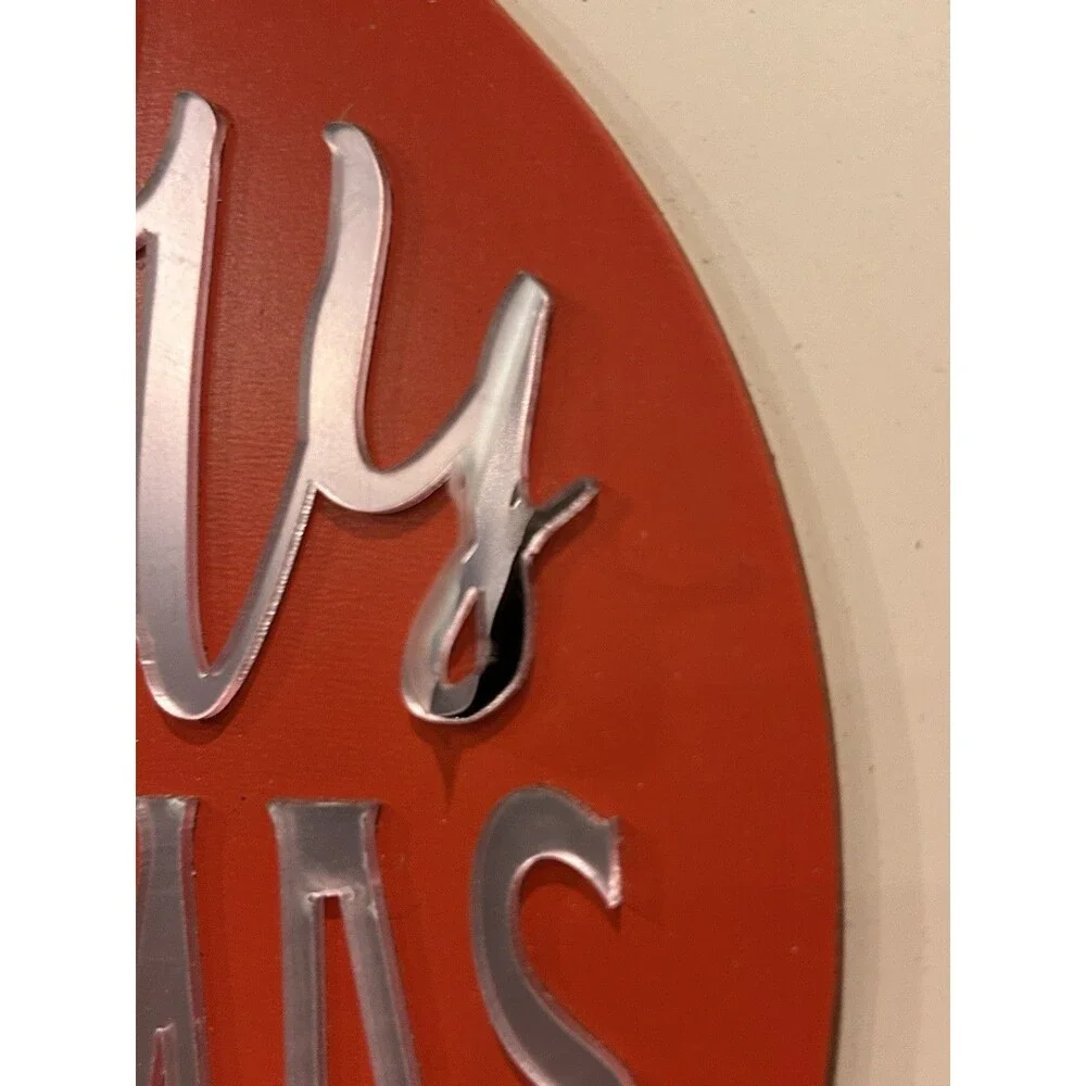 Ashland Berry Jolly Merry Christmas Wall Plaque Sign Red Wood Hanging Décor